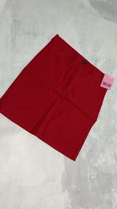 POLLERA BENGALINA ROJA BOTÓN BOLSILLOS - comprar online