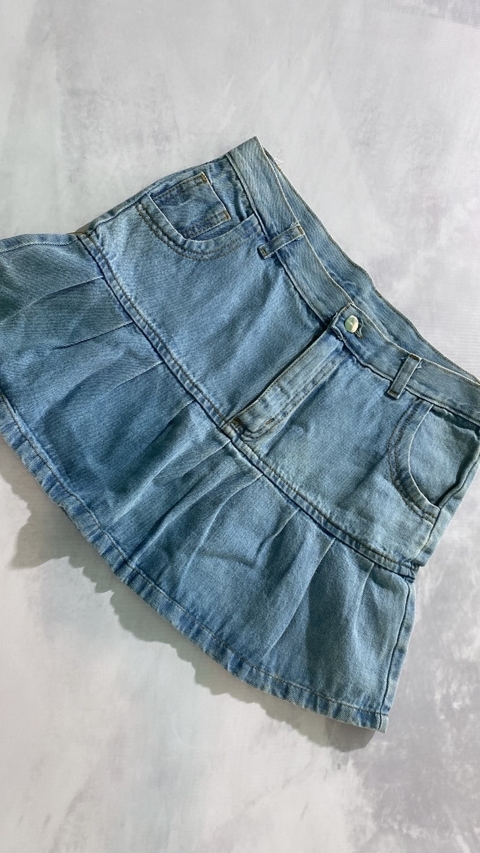 POLLERA JEANS RIGIDA CELESTE - TALLE 40 - comprar online