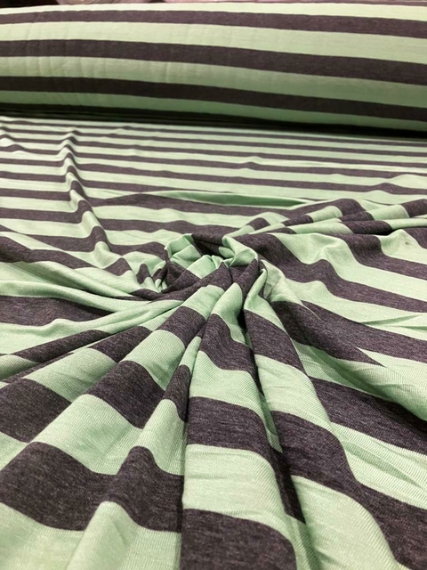 JERSEY TEJIDO RAYA VERDE Y GRIS TOPO