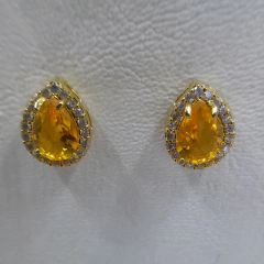 BRINCO GOTA ZIRCÔNIA CITRINO