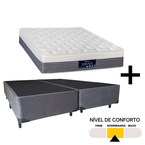 Conjunto Colchão King Serenus Sankonfort com Box Universal Cinza 193x203x77cm