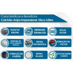 Colchão Solteiro King Anjos de Molas Pocket Impressione Visco Látex Euro Pillow na internet