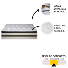 Conjunto Colchão King Audacieux Sankonfort com Box Universal Cinza 193x203x75cm - Sonno Colchões