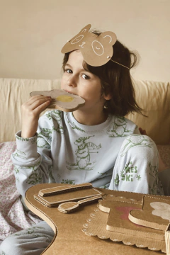 Pijama "APRÈS SKI" base celeste, estampado full - MAISON POMME FRITE
