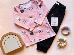 Conjunto De Algodón - Remera + Pantalón con Puño - Modelo Rosa bebe