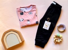 Conjunto De Algodón - Remera + Pantalón con Puño - Modelo Rosa bebe - comprar online