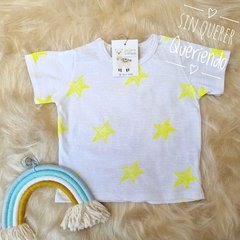 Remera Manga Corta Estrellas Flúor 6/9 Meses