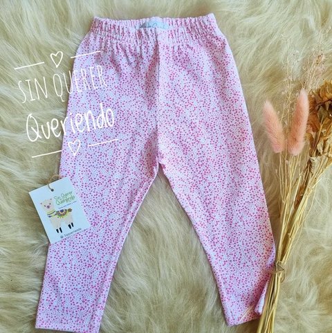 Calza de Algodón Elastizado Ramitas Magenta