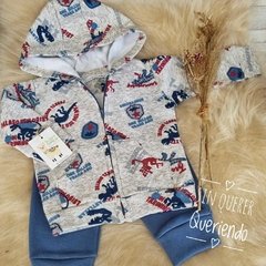 Conjunto de Frisa: Campera Estampada y Pantalón con Puño - comprar online