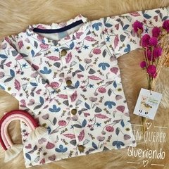 Campera de Frisa Con Botones Estampada Otoño