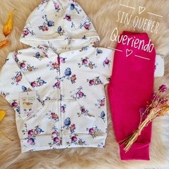 Conjunto Frisado: Campera Estampada pajaritos Morados y Pantalón Cherry en internet