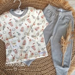 Conjunto de Algodón - Remera + Pantalón con Puños- Gris Space - comprar online