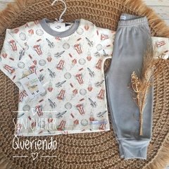 Conjunto de Algodón - Remera + Pantalón con Puños- Gris Space