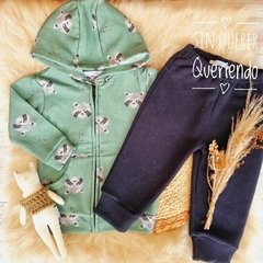 Conjunto de Frisa Mapaches Verde Musgo en internet