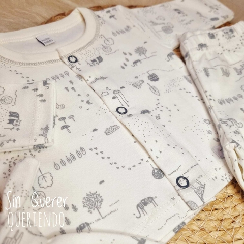 Ajuar Estampado Pradera - Gris y Tiza