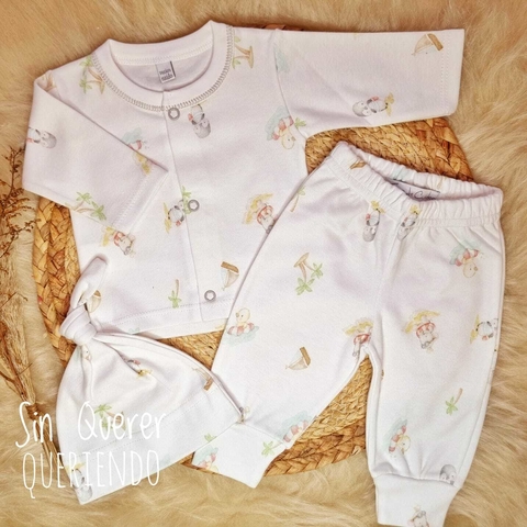 Ajuar Estampado Laguna Pai Con Batita con Broches