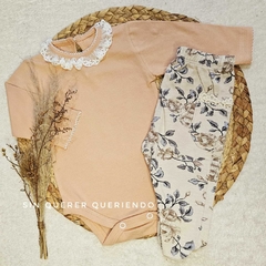 Body Tostado Cairo, cuello puntilla de tull - Sin querer queriendo