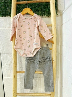 Conjunto body americano de morley estampado + leggin volados lisa