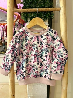 Buzo con frisa ''Estallido floral'' rosa viejo