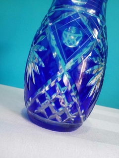 Imagem do Belíssimo vaso cristal doublé tcheca azul cobalto