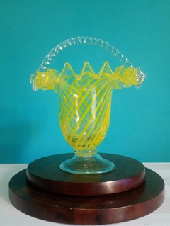 Graciosa e Rara Cesta / Centro de Mesa Murano amarelo limão - comprar online