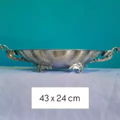 Antiga e linda fruteira/ centro de mesa Espessurado a prata com pássaros nas pegas