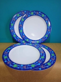 Jogo de 4 souplats azul com peixinhos na borda Plástico 36 cm - comprar online