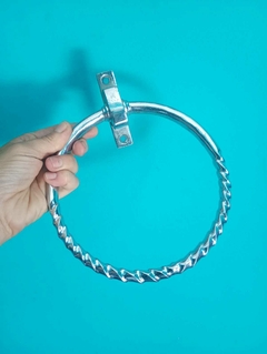 Antigo porta toalha circular em bronze com banho cromado - loja online