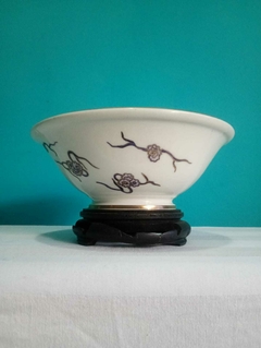 Antiga Tigela em Porcelana Pintada a Mão Oriental / Dragão - Assinada