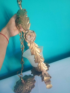 Antiga luminária de teto / lustre pendente em bronze Floral - loja online