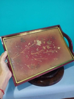 Antiga bandeja em madeira com laca vinho - Japão - comprar online