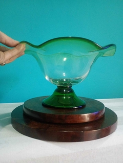 Delicada Fruteira / Centro de Mesa em Vidro Verde - comprar online