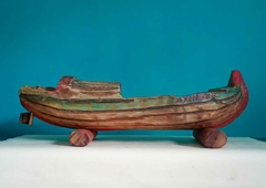 Escultura em madeira esculpida a mão - Barco