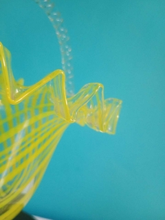 Graciosa e Rara Cesta / Centro de Mesa Murano amarelo limão