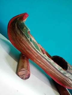 Escultura em madeira esculpida a mão - Barco - comprar online