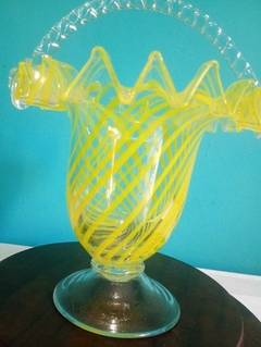 Graciosa e Rara Cesta / Centro de Mesa Murano amarelo limão - loja online