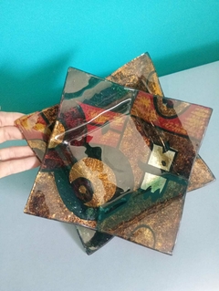 Par de pratos decorativos em vidro - Artglass na internet