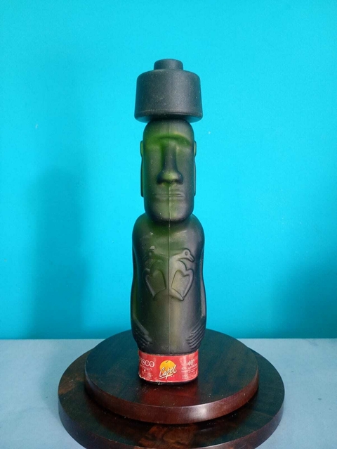 Antiga garrafa de vidro Pisco Reservado Moai - comprar online