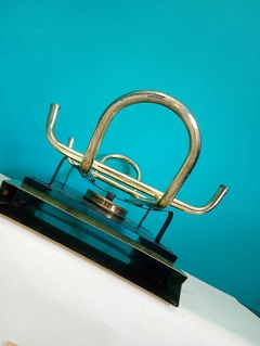 Antigo réchaud com fogareiro em metal - Preto e dourado - Achados e Encantos