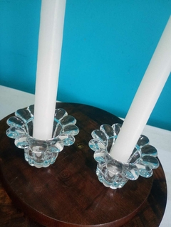 Antigo e delicado porta velas / castiçais vidro em forma de flor - loja online