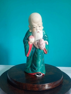 Arte Oriental - Antigo sábio chinês em porcelana