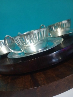 Imagem do Antigo jogo de suportes para xícaras com pires - Prata Wolff