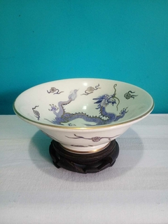Antiga Tigela em Porcelana Pintada a Mão Oriental / Dragão - Assinada - comprar online