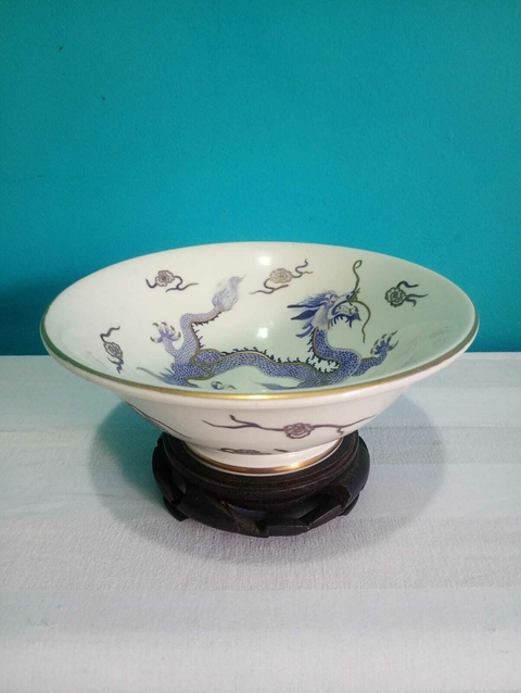 Antiga Tigela em Porcelana Pintada a Mão Oriental / Dragão - Assinada - comprar online