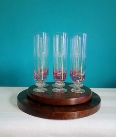 Jogo de taças / flutê em cristal lapidado 6 unidades Rosa