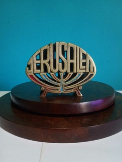 Antigo porta guardanapo em bronze temático - Jerusalém