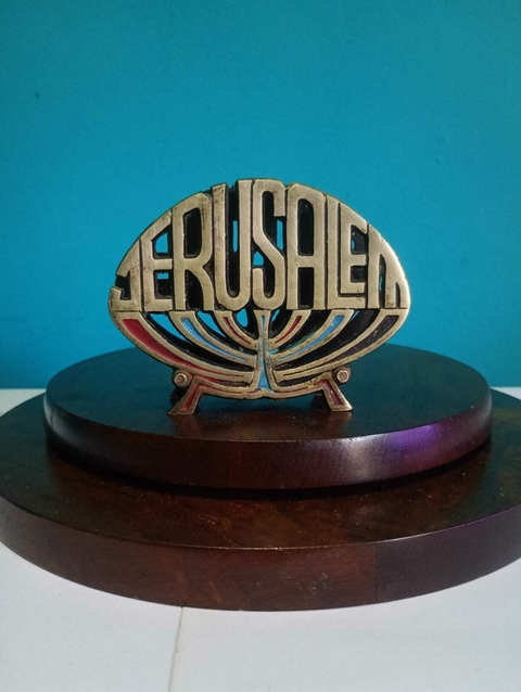 Antigo porta guardanapo em bronze temático - Jerusalém