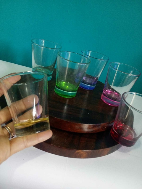 Jogo de 6 copos em vidro para shots Coloridos