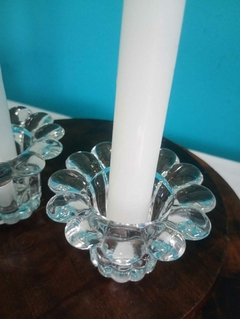 Antigo e delicado porta velas / castiçais vidro em forma de flor - comprar online