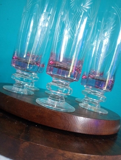 Jogo de taças / flutê em cristal lapidado 6 unidades Rosa - comprar online